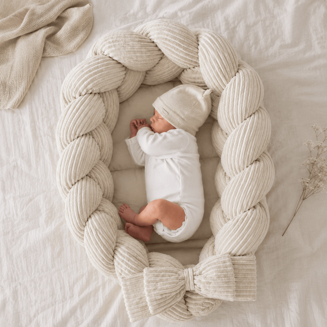 MeowBaby Baby Nest Playmat in Corduroy, laid flat as a playmat