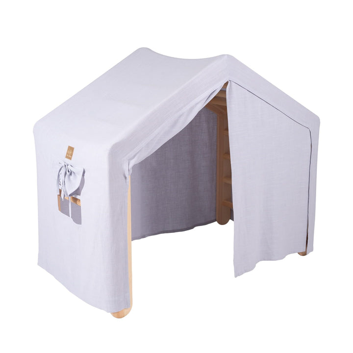 MeowBaby Large House &amp; Ladder Climbing Set, Grey &amp; Blue tent, Natural ladder