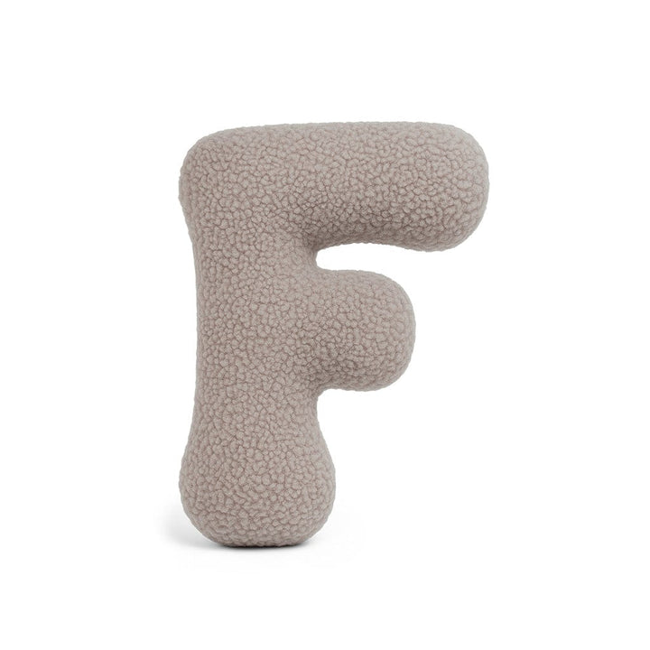 MeowBaby Light Gray Teddy Letter Cushion - Letter F