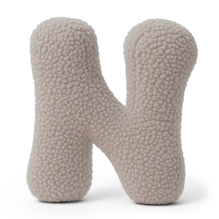 MeowBaby Light Gray Teddy Letter Cushion - Letter N
