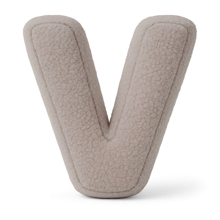 MeowBaby Light Gray Teddy Letter Cushion - Letter V