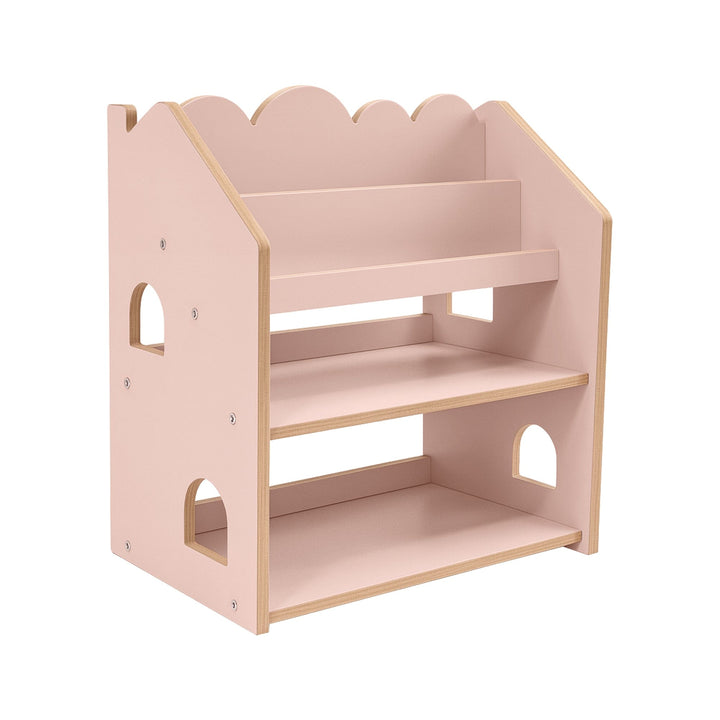 MeowBaby Montessori Bookcase, house-shaped kids bookcase in Powder Pink MDF
