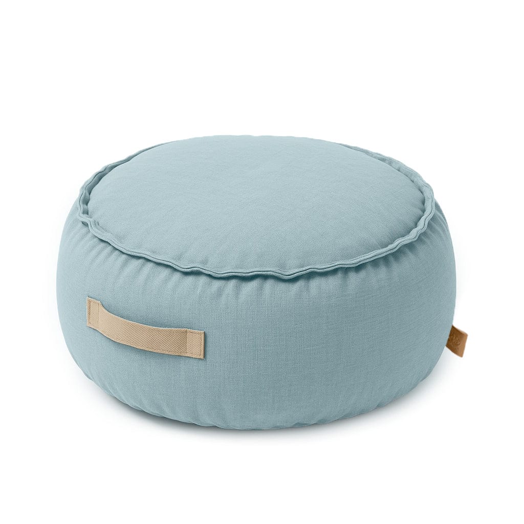 MeowBaby Round Pouf in Outdoor Cloudberry Sky Blue