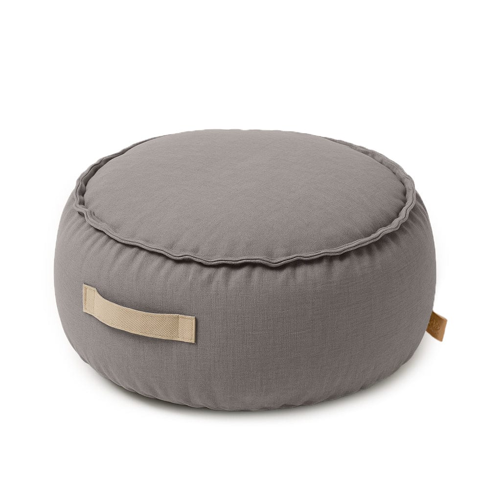 MeowBaby Round Pouf in Outdoor Drift Dlay Taupe