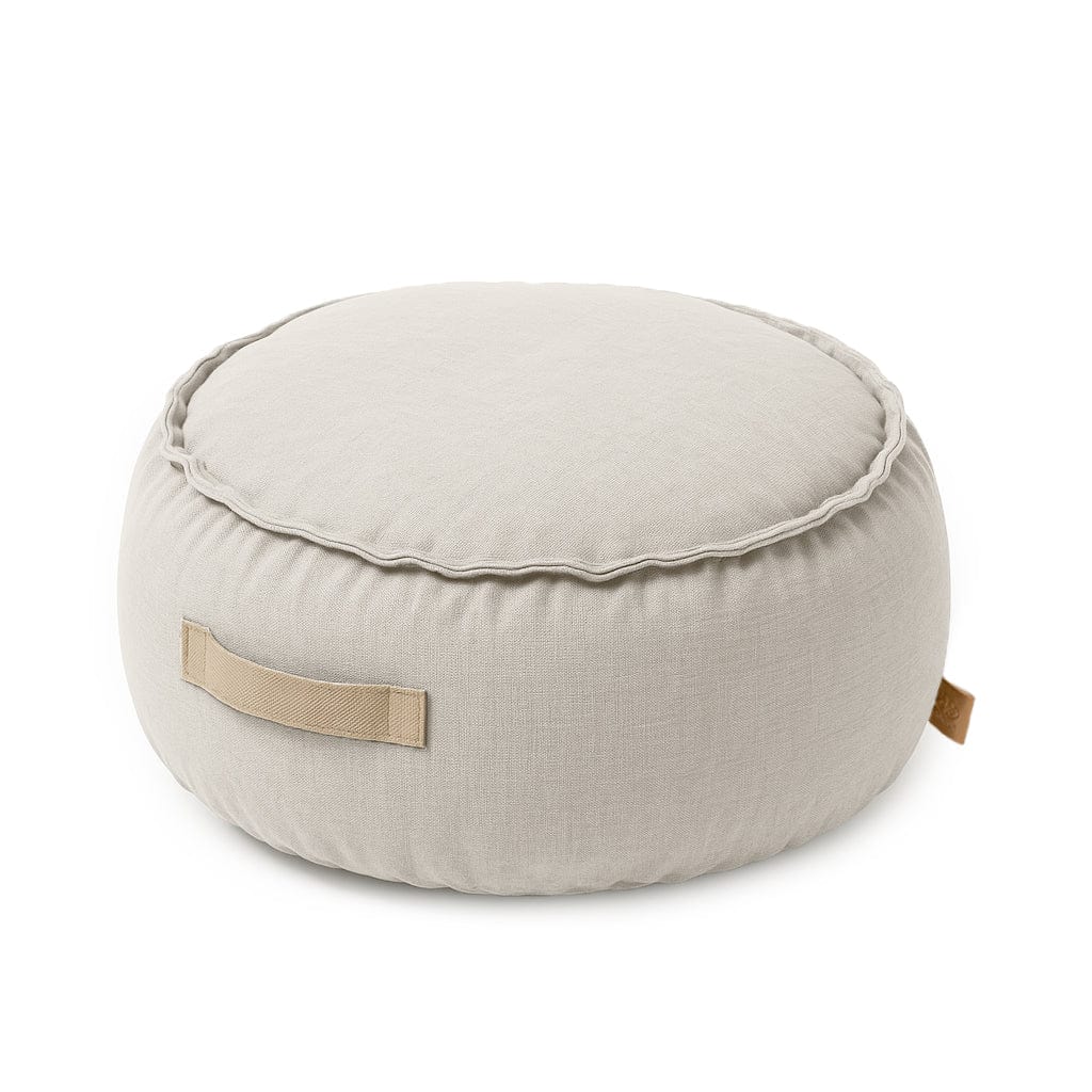 MeowBaby Round Pouf in Outdoor Oat Blush Beige