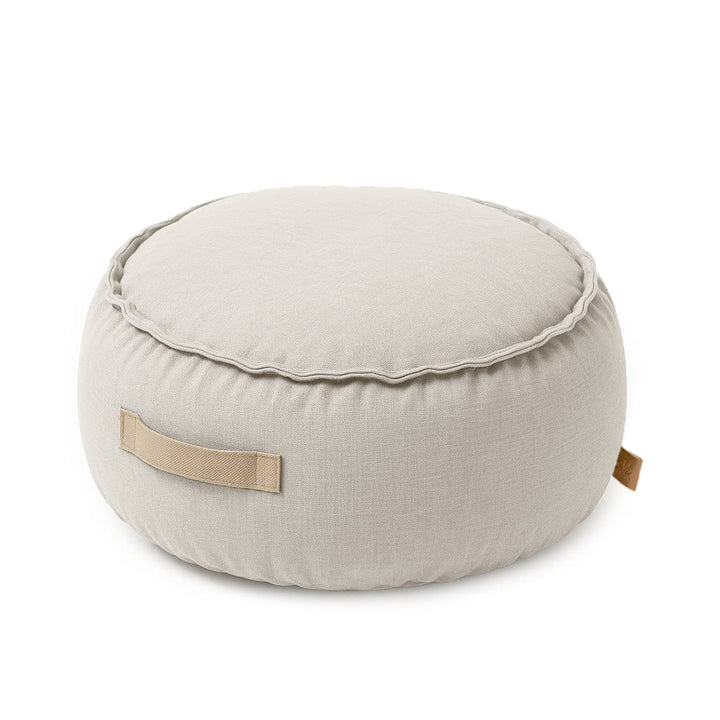 MeowBaby Round Pouf in Outdoor Oat Blush Beige