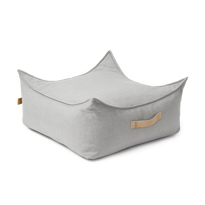 MeowBaby Square Puff in Outdoor FeatherFog Gray water-repellent fabric