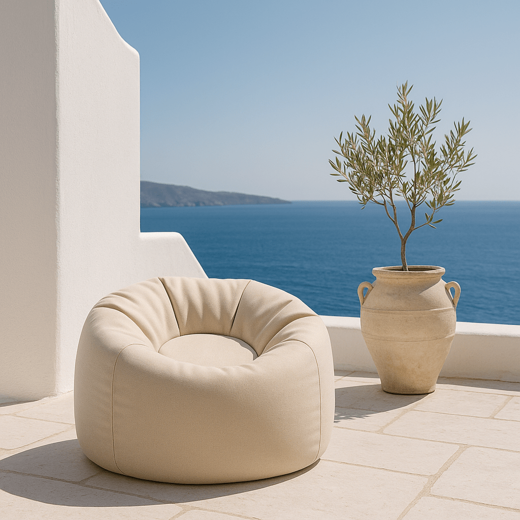 MeowBaby Outzy Floreo Bean Bag — feature graphic showing flower shape and fabric details