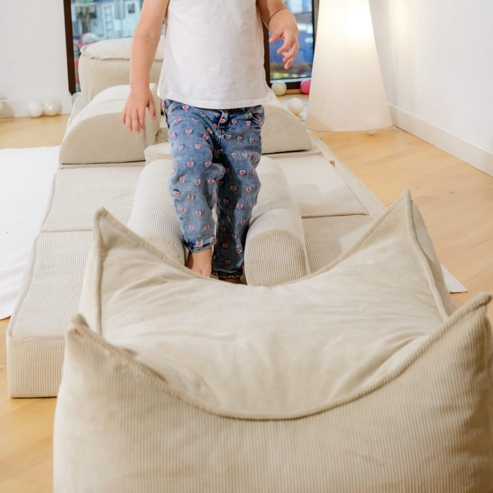 MeowBaby Slimcord Square Beanbag — top-down view showing slim corduroy ribbing