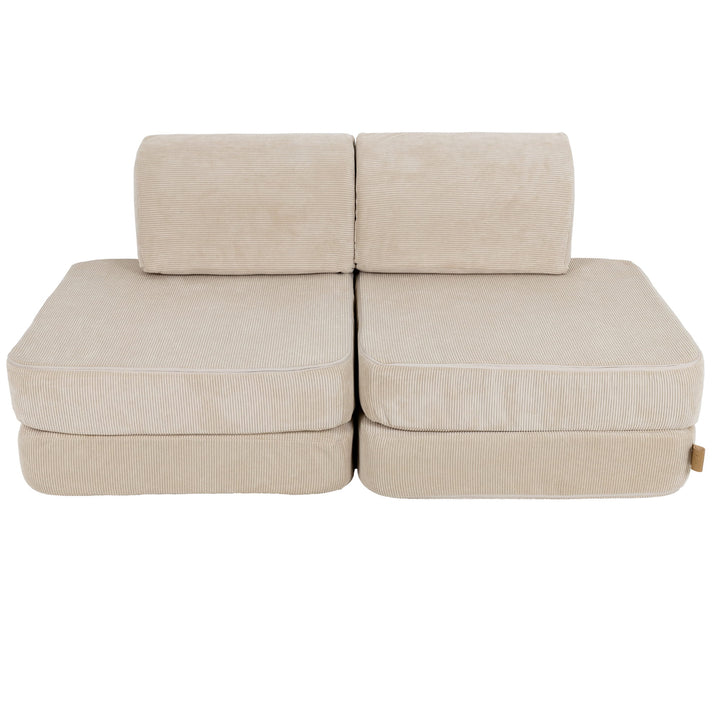MeowBaby Slimcord Pocket Kids Sofa - Basic - Ecru