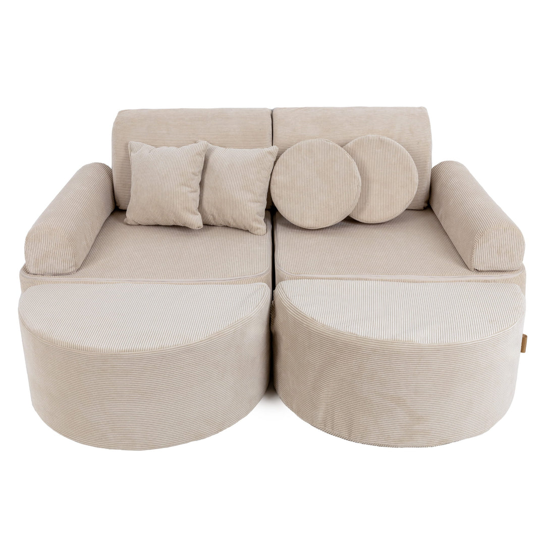 MeowBaby Slimcord Pocket Kids Sofa - Max - Ecru