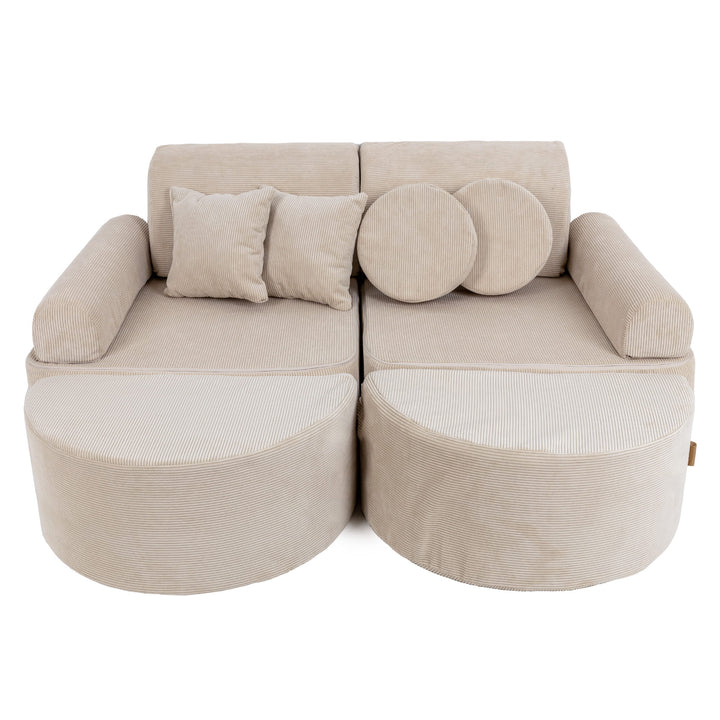 MeowBaby Slimcord Pocket Kids Sofa - Max - Ecru