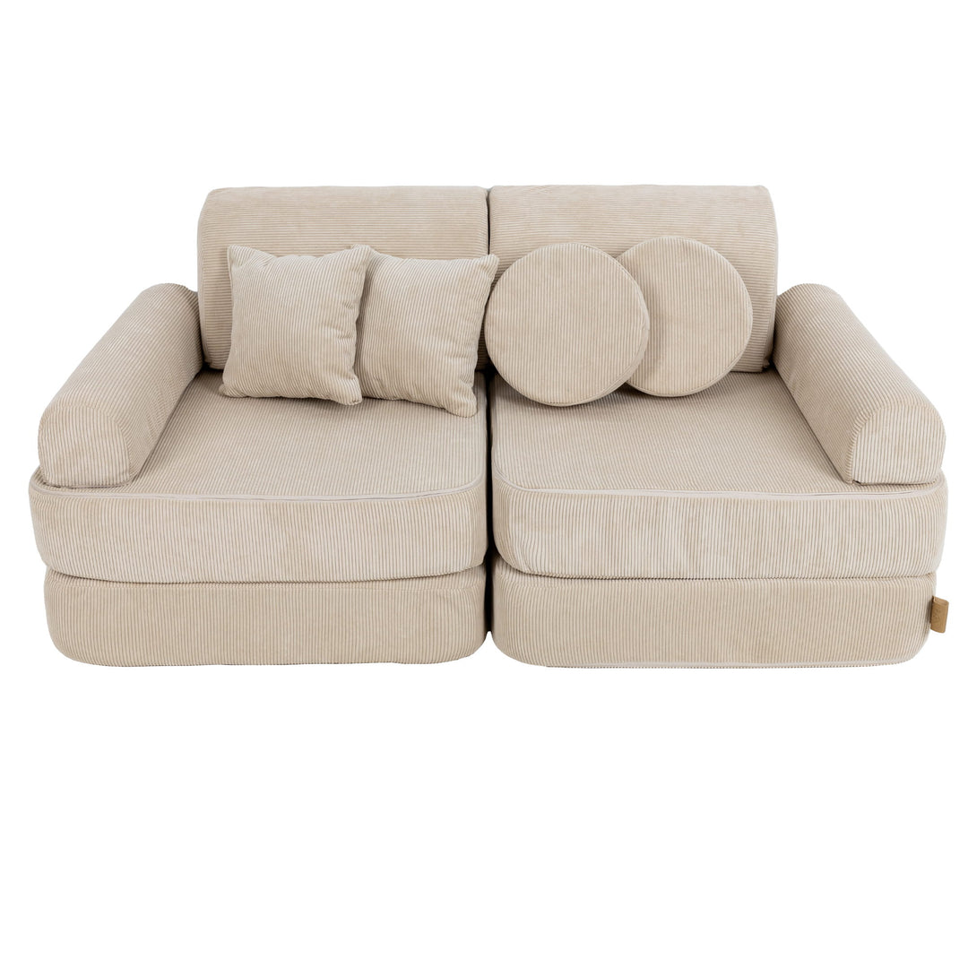 MeowBaby Slimcord Pocket Kids Sofa - Plus - Ecru