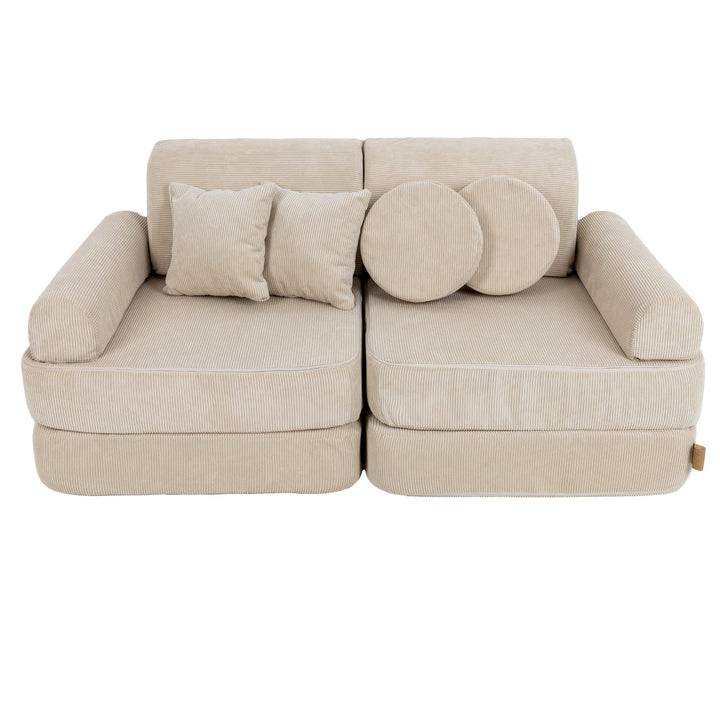 MeowBaby Slimcord Pocket Kids Sofa - Plus - Ecru