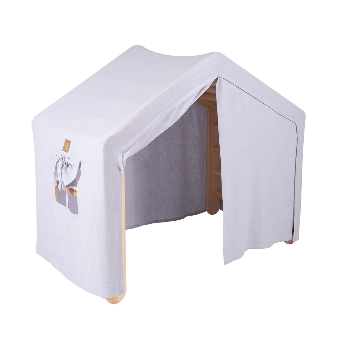 MeowBaby House &amp; Ladder Climbing Set, Grey &amp; Blue tent, Natural ladder