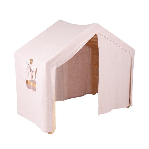 MeowBaby House &amp; Ladder Climbing Set, Pink tent, Natural ladder