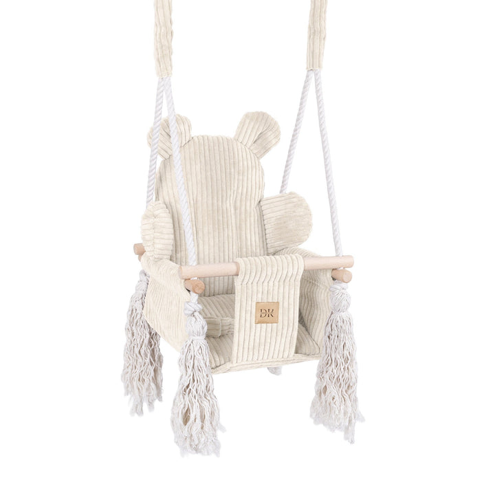 MeowBaby Square Swing baby swing seat in Ecru corduroy