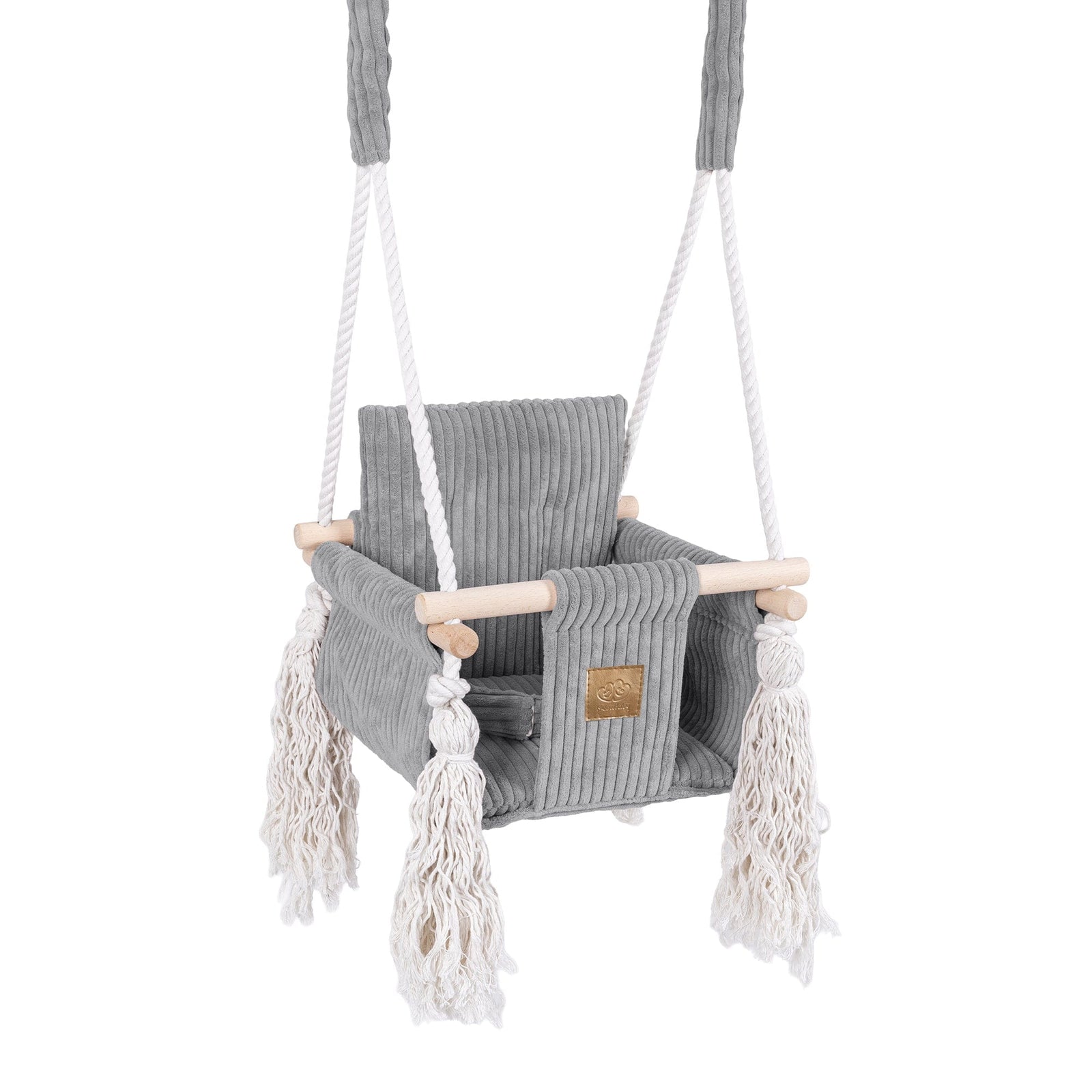 MeowBaby Square Swing baby swing seat in Grey corduroy