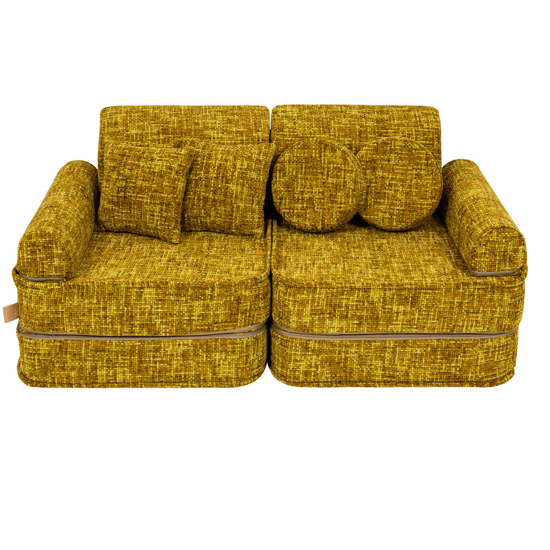 MeowBaby Tangle Pocket Kids Sofa - Plus - Honey Mustard