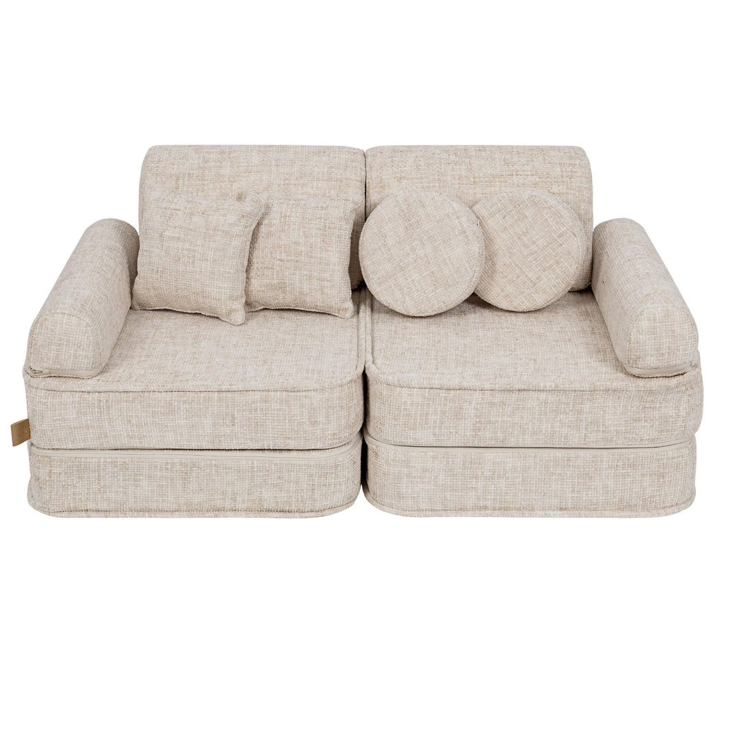 MeowBaby Tangle Pocket Kids Sofa - Plus - Marshmallow Beige