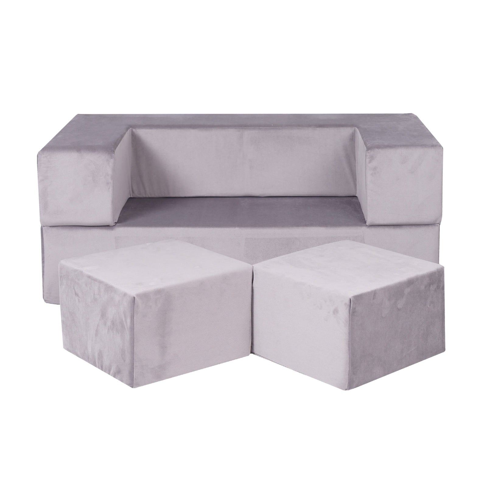 MeowBaby Velvet Cube Kids Sofa - Gray