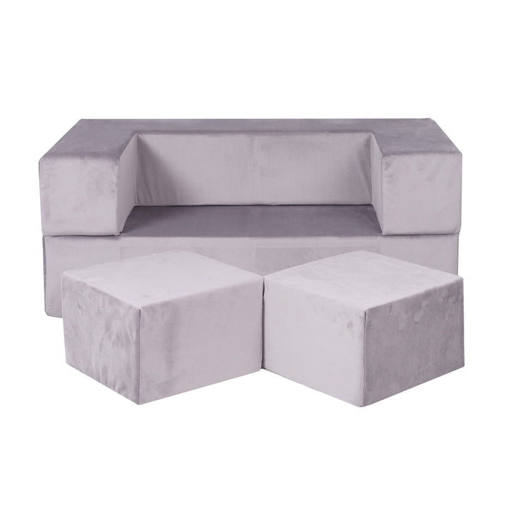 MeowBaby Velvet Cube Kids Sofa - Gray