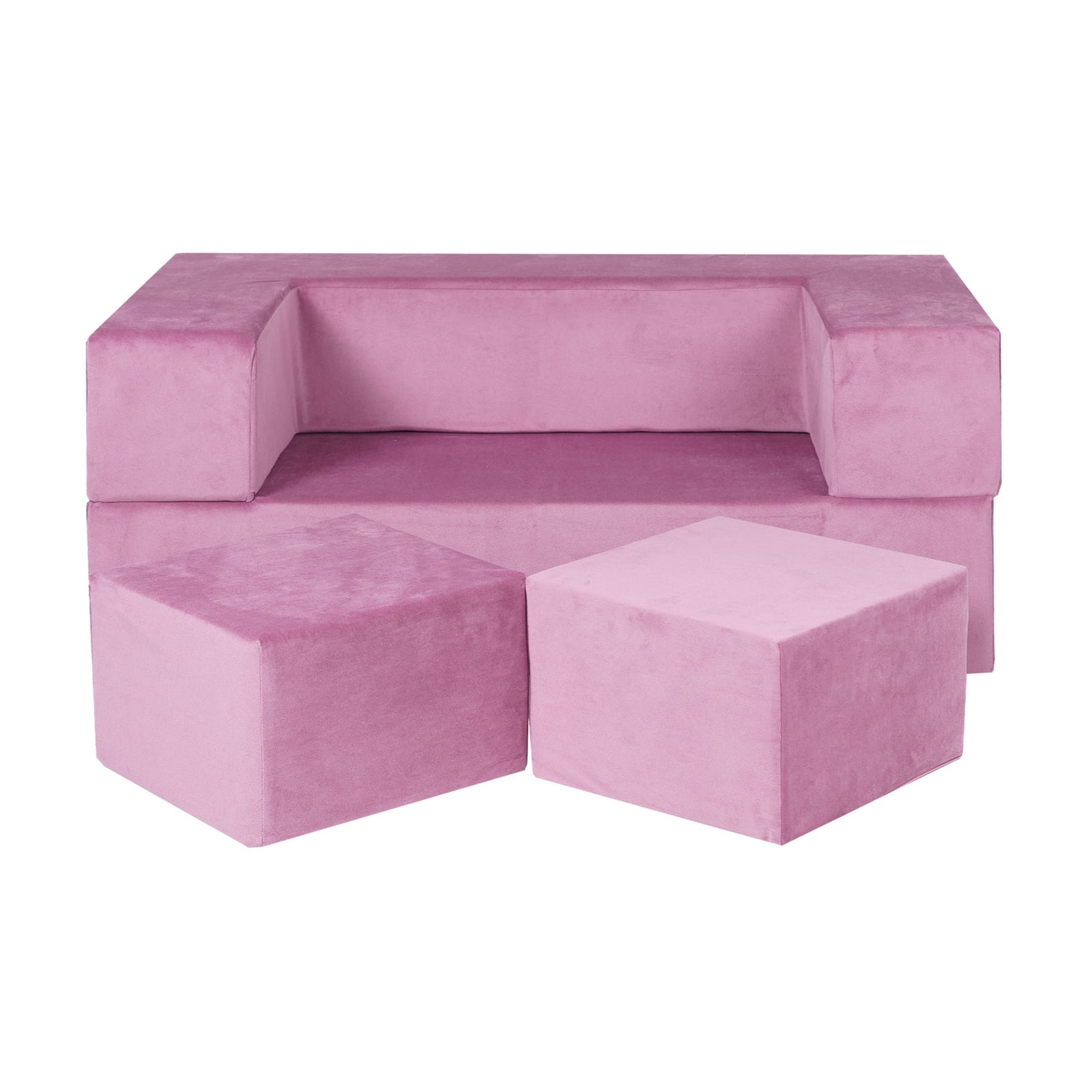 MeowBaby Velvet Cube Kids Sofa - Pink