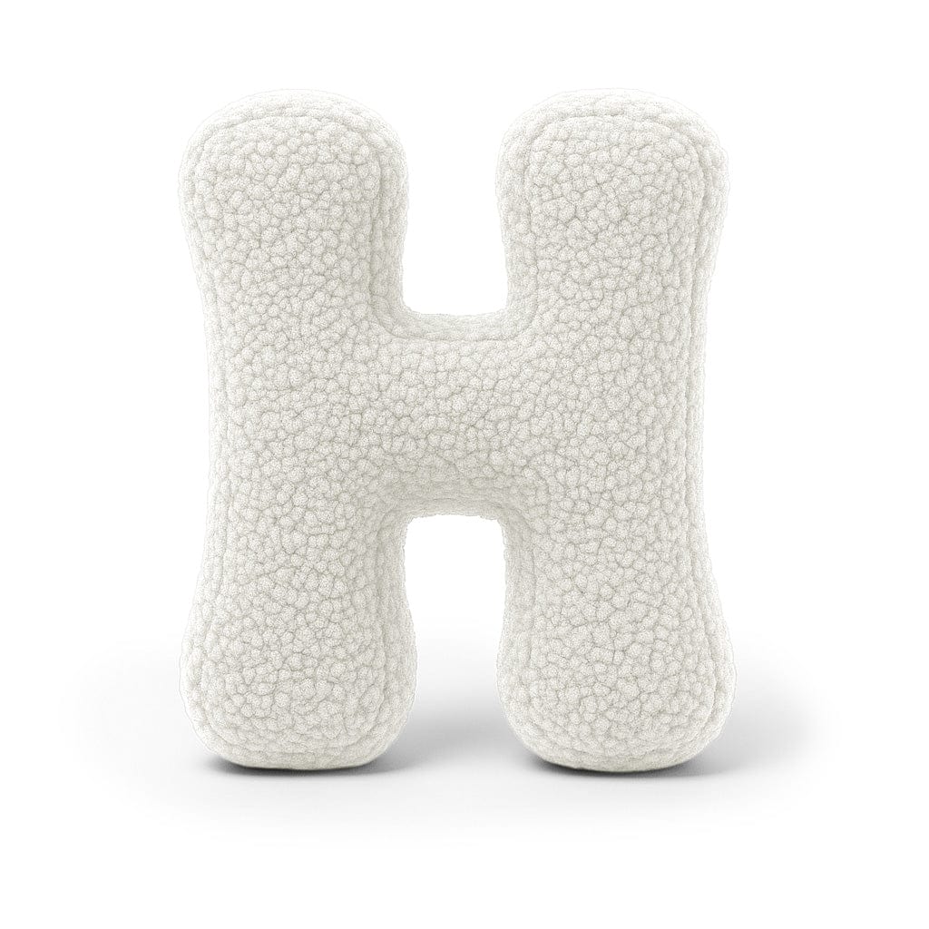 MeowBaby White Teddy Letter Cushion - Letter H