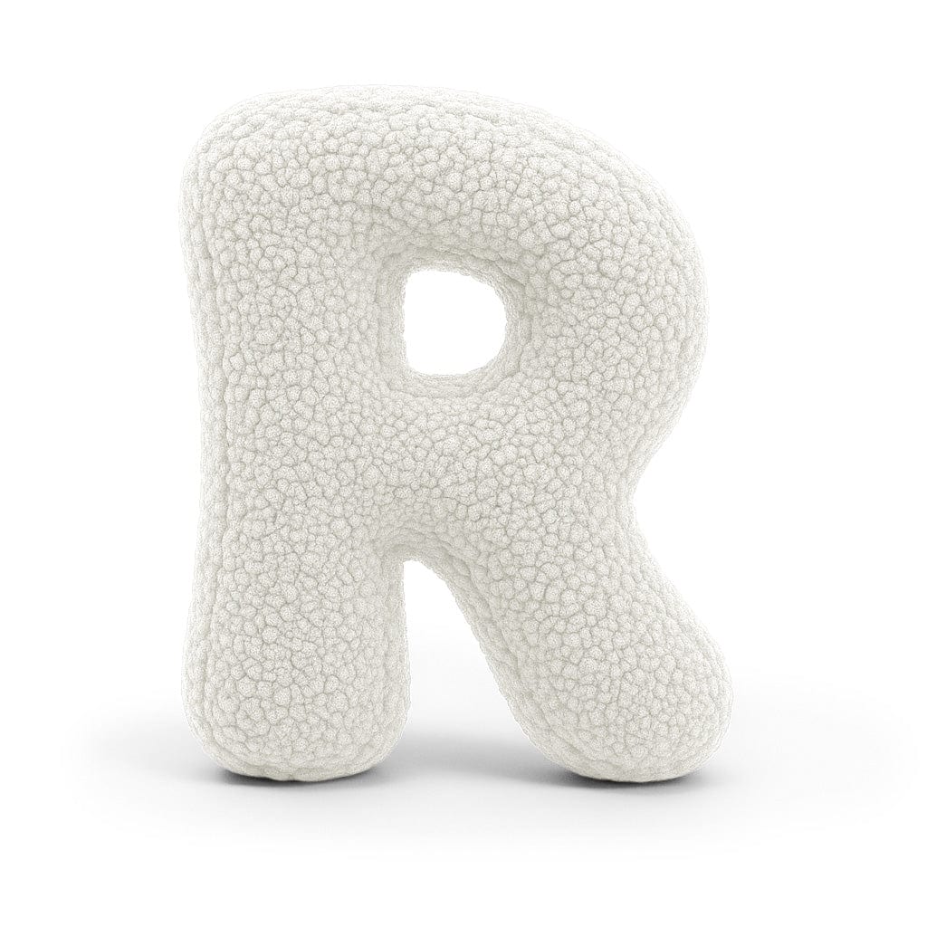 MeowBaby White Teddy Letter Cushion - Letter R