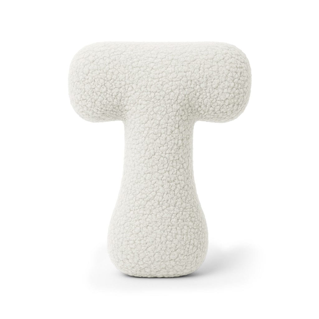 MeowBaby White Teddy Letter Cushion - Letter T