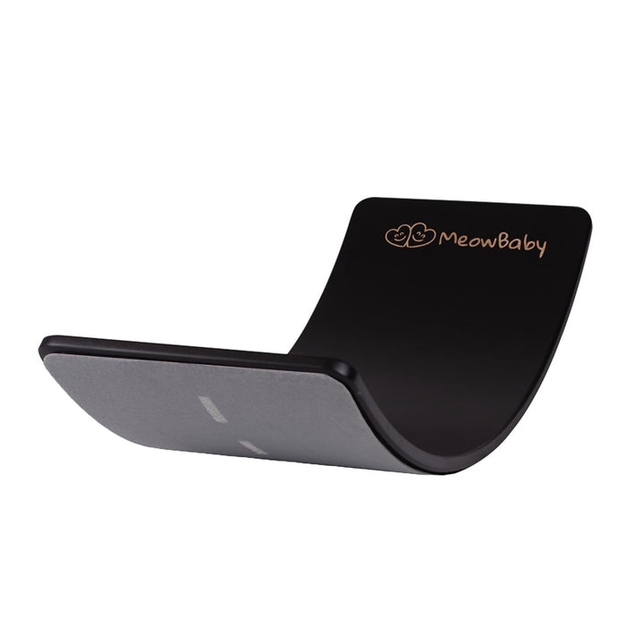 MeowBaby Wooden Balance Board 80x30cm in Black with Grey Highway felt grip surface, printed road markings