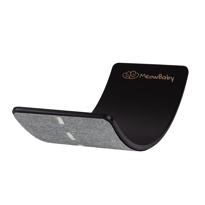 MeowBaby Wooden Balance Board 80x30cm in Black with Melange Grey felt grip surface