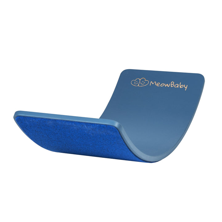 MeowBaby Wooden Balance Board 80x30cm in Blue with Blue felt grip surface