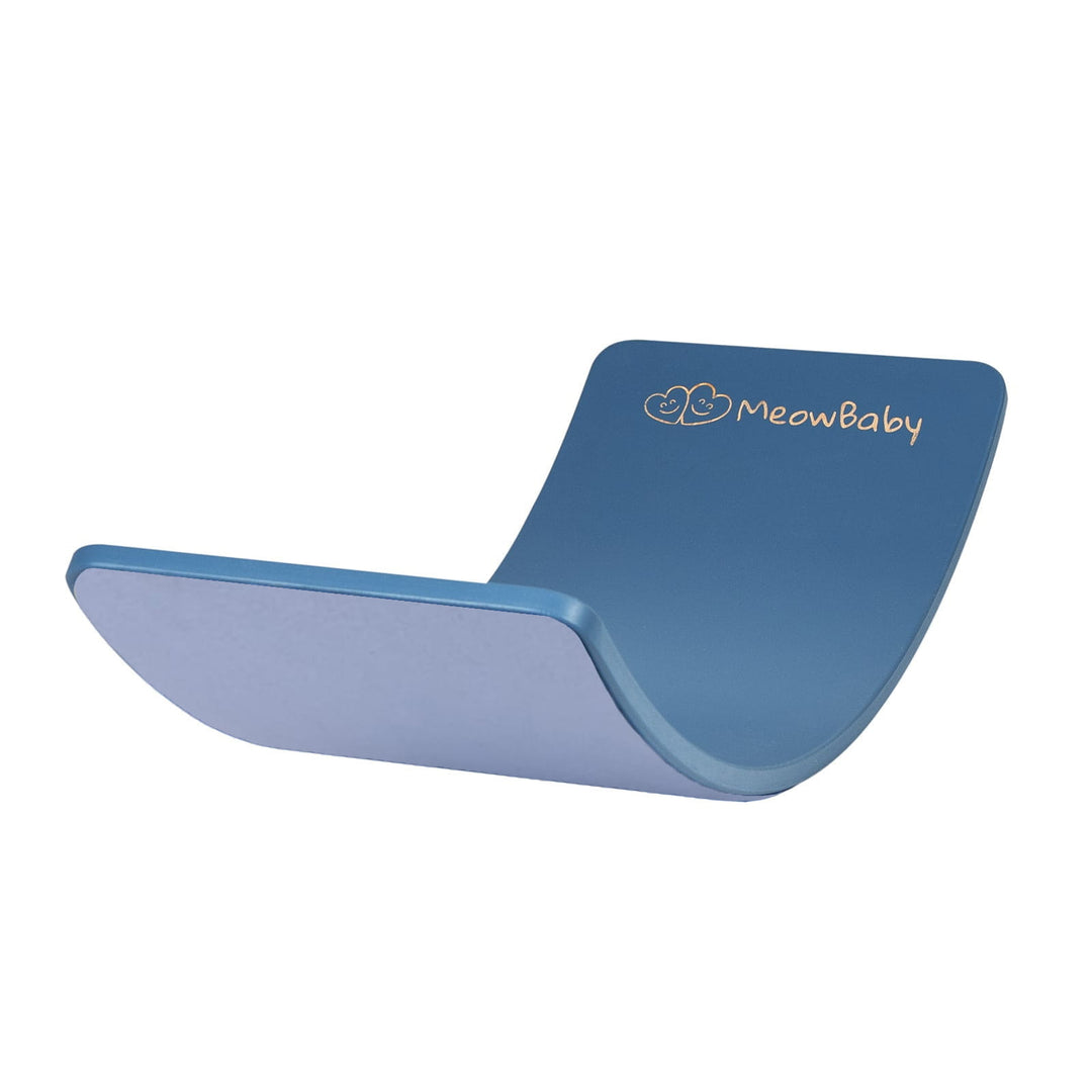MeowBaby Wooden Balance Board 80x30cm in Blue with Light Blue felt grip surface