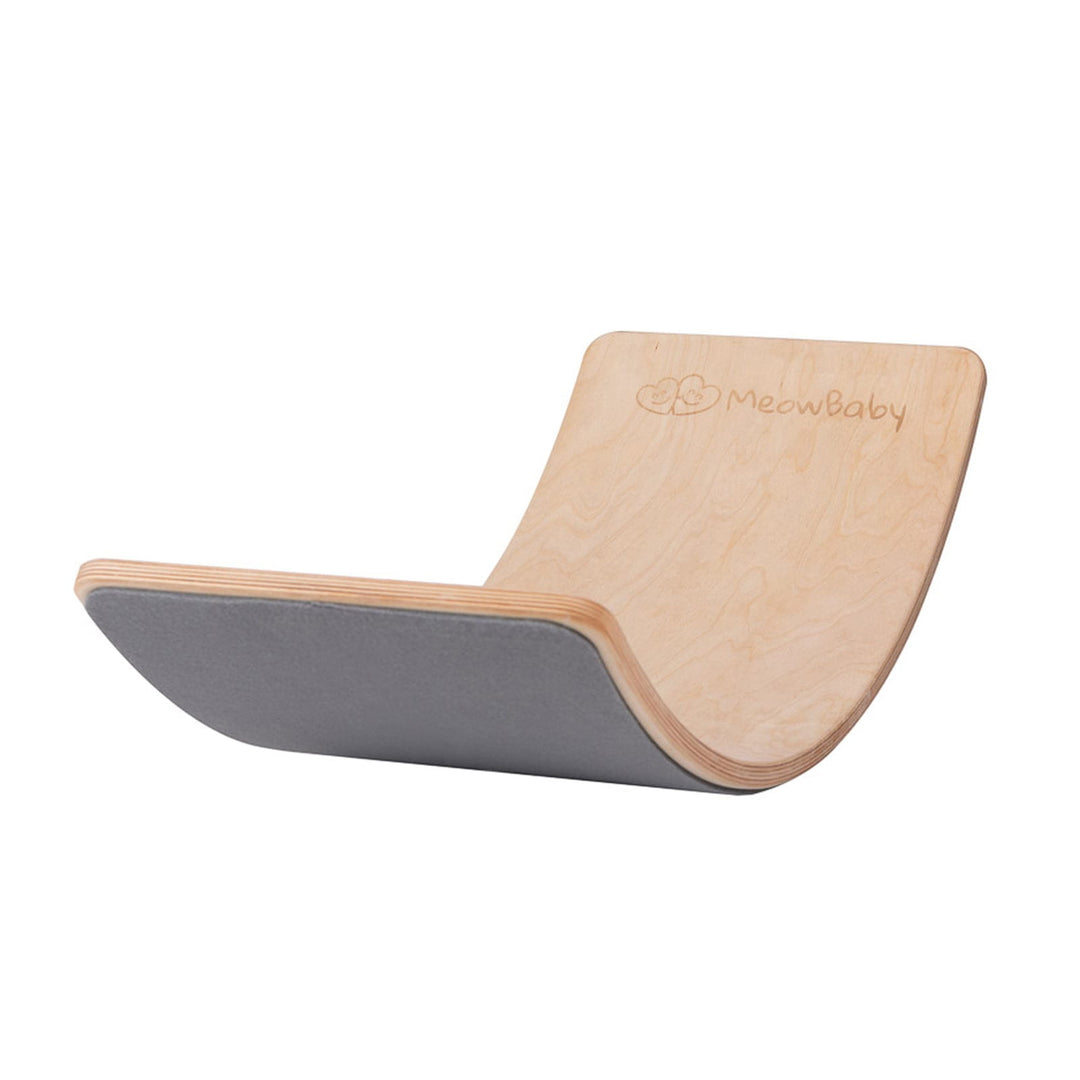 MeowBaby Wooden Balance Board 80x30cm in Natural with Grey felt grip surface