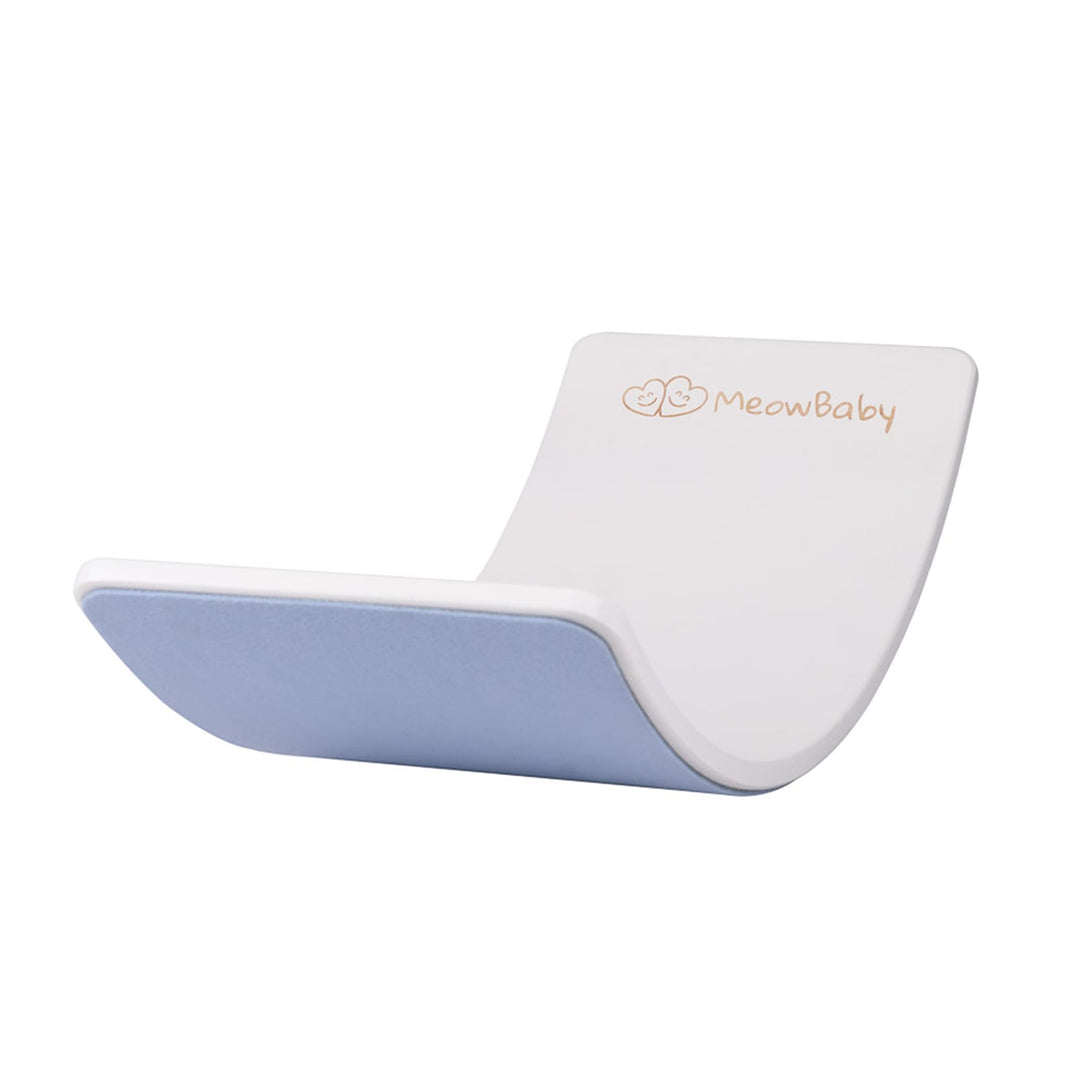 MeowBaby Wooden Balance Board 80x30cm in White with Light Blue felt grip surface