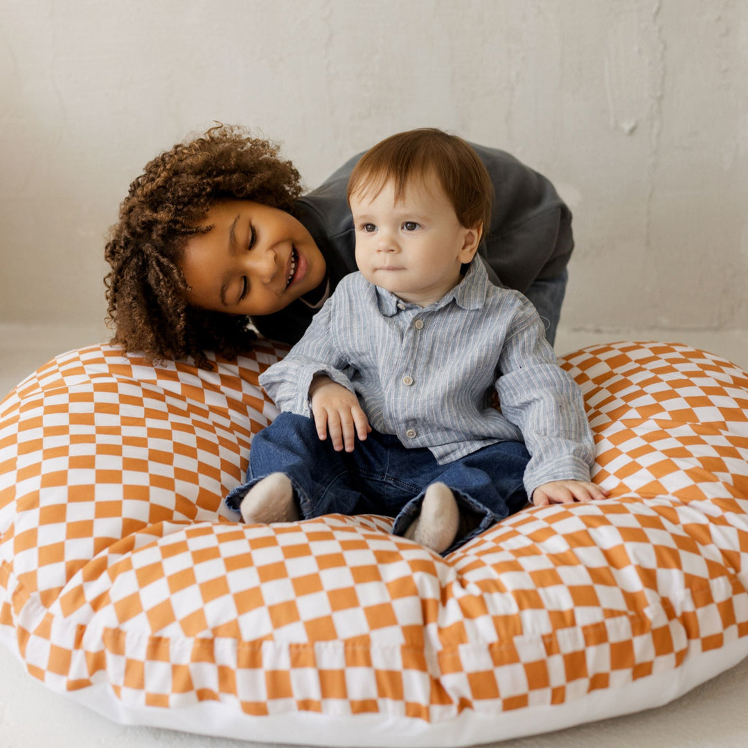 MINICAMP checkered floor cushion, top view
