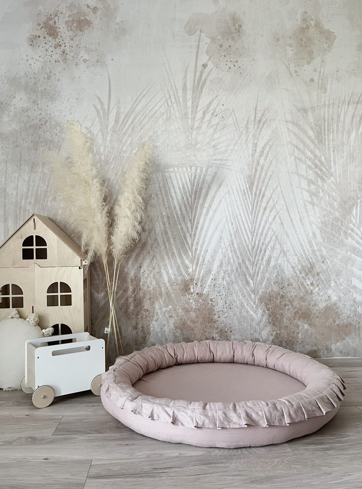 Dusty Pink Linen Padded Nest Playmat Play Mats MONIO for Kids