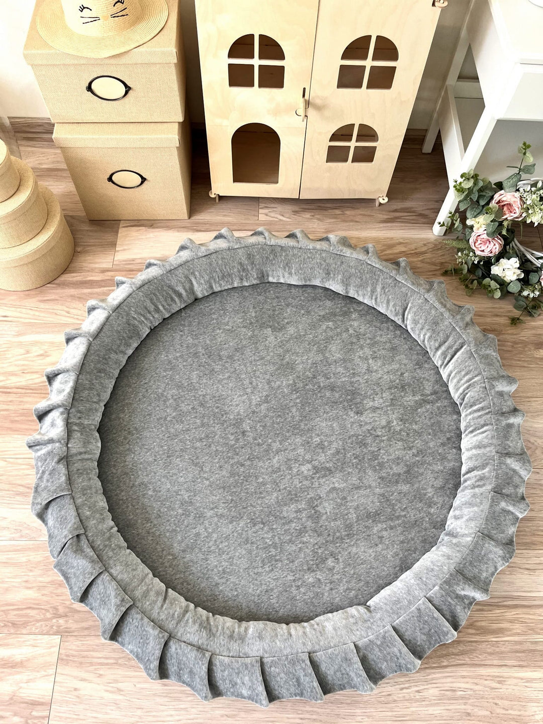 Monio for Kids Grey Velvet Padded Nest Playmat Play Mats MONIO for Kids 