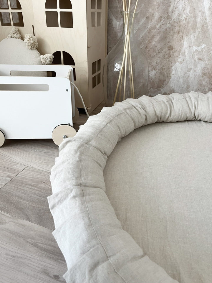 Natural Linen Padded Nest Playmat Play Mats MONIO for Kids