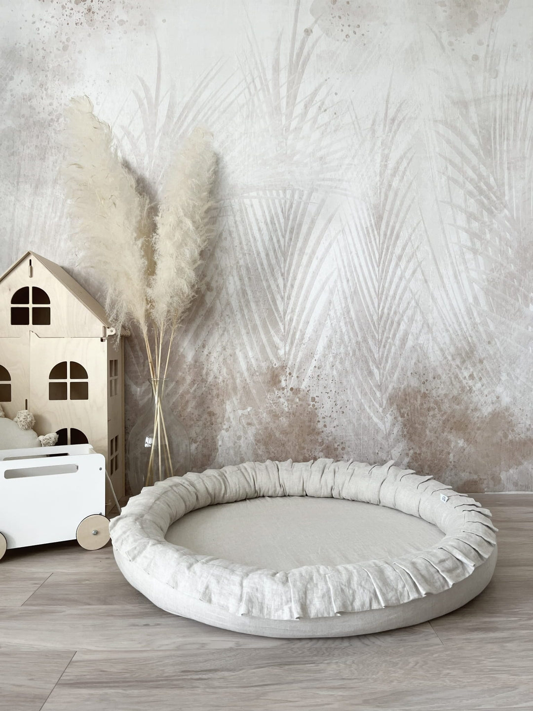 Natural Linen Padded Nest Playmat Play Mats MONIO for Kids