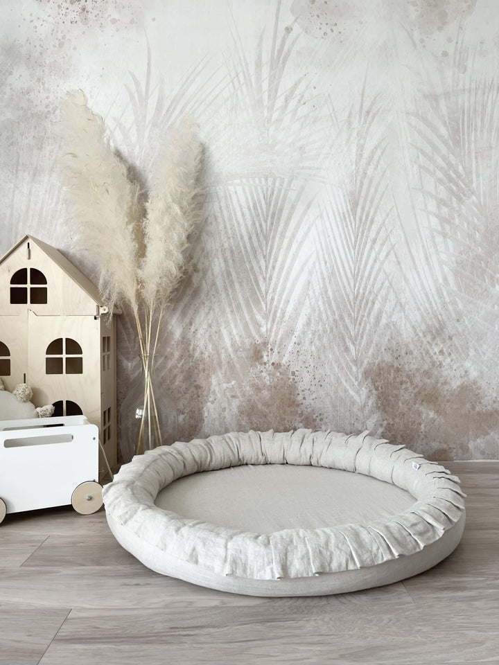 Natural Linen Padded Nest Playmat Play Mats MONIO for Kids