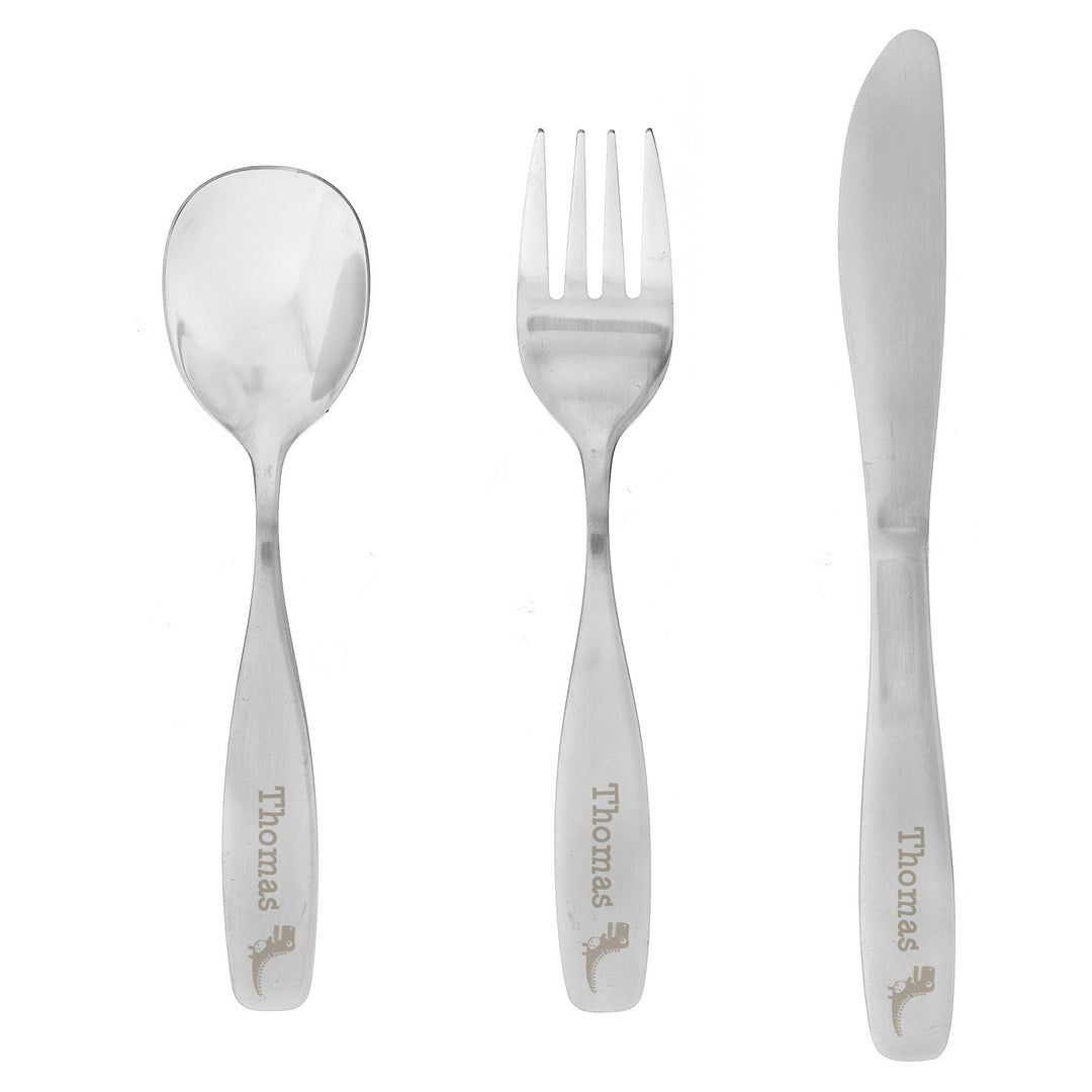 Personalised 3 Piece Dinosaur Cutlery Set Flatware Sets Mini Bee 