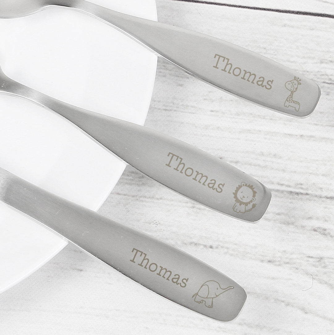 Personalised 3 Piece Hessian Friends Cutlery Set Flatware Sets Mini Bee 