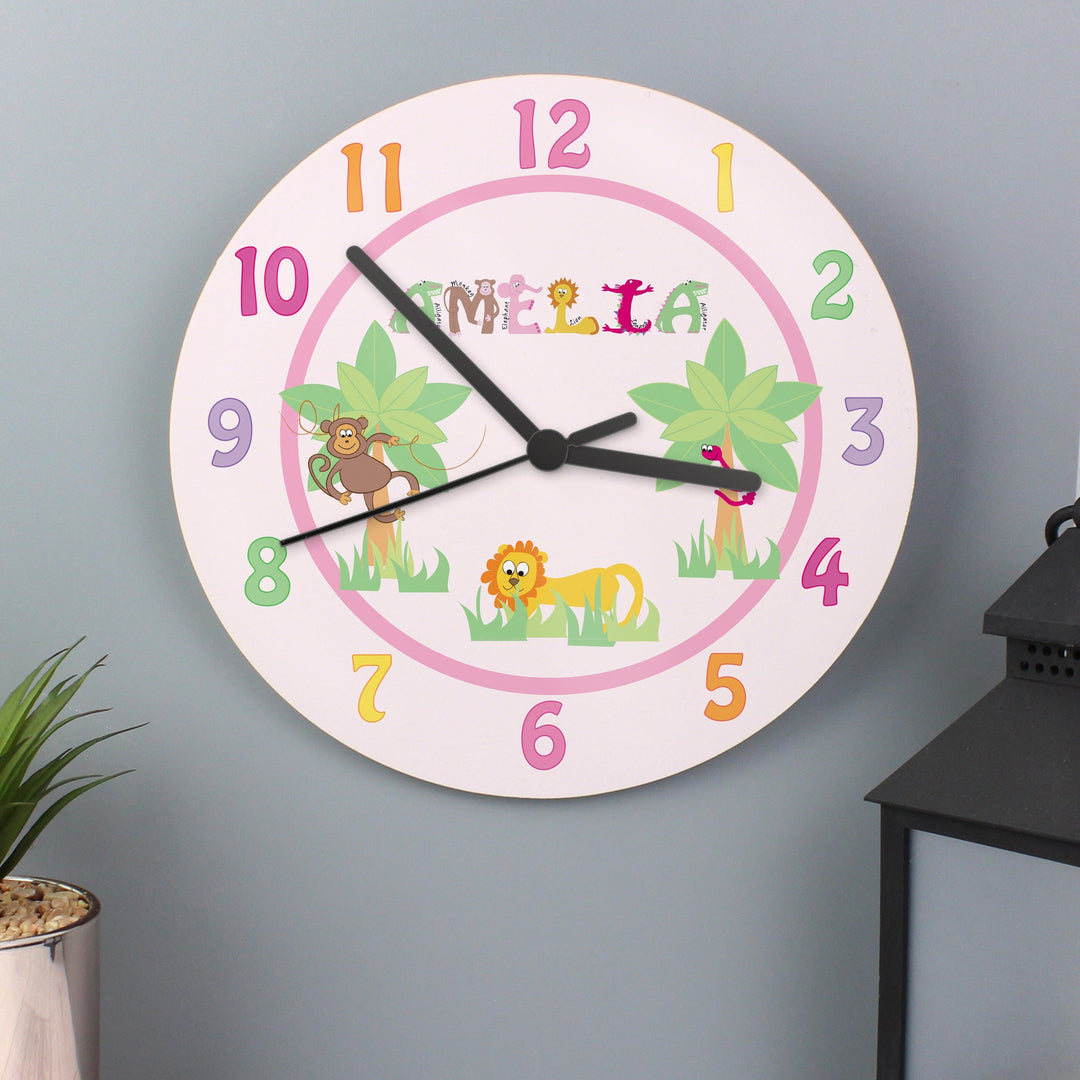 Personalised Animal Alphabet Clock Wall Clocks Mini Bee 