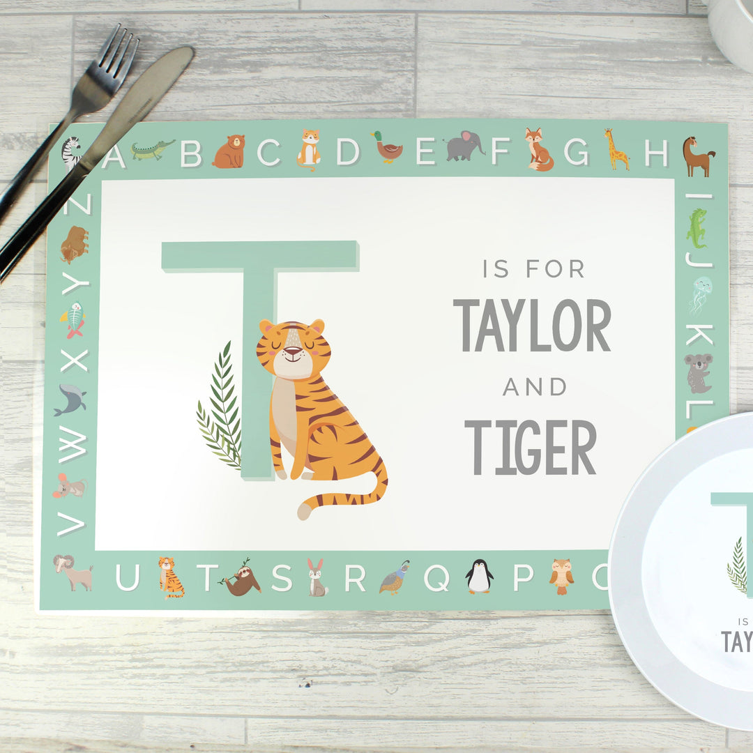 Personalised Animal Alphabet Placemat Placemats Mini Bee 