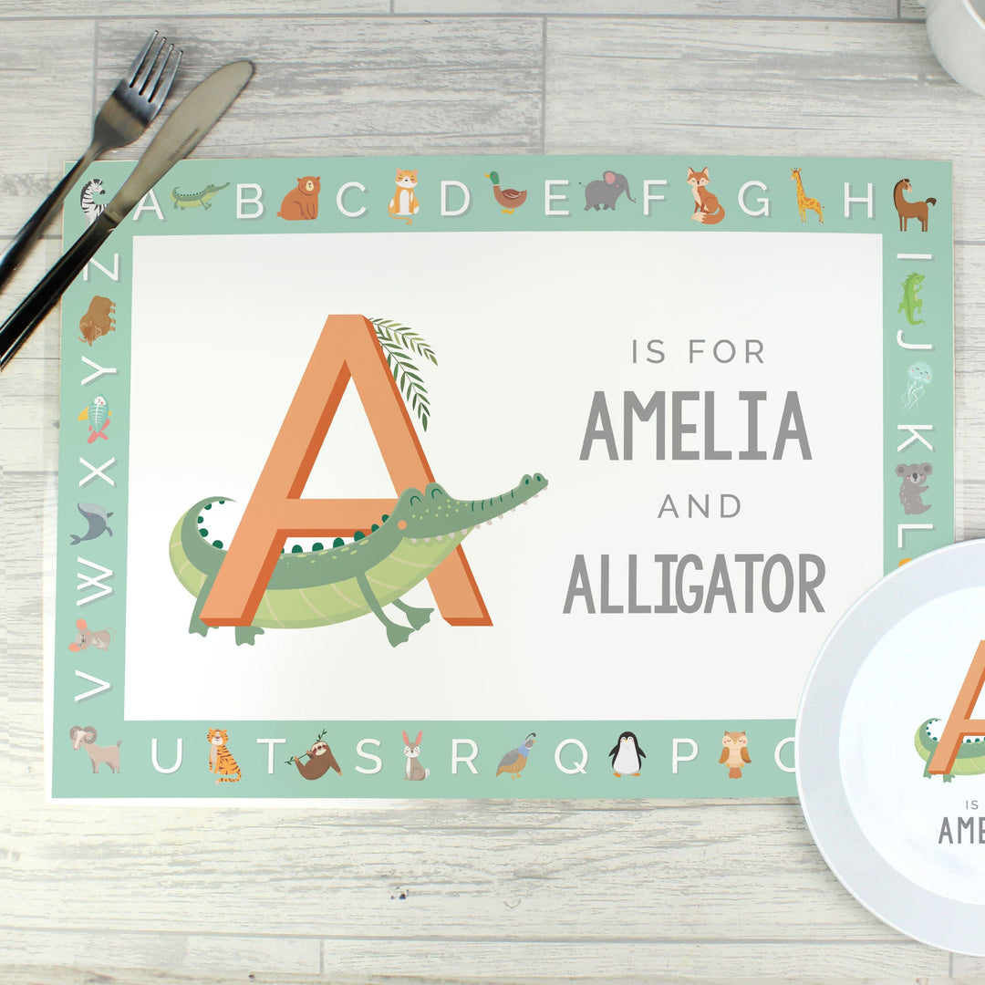 Personalised Animal Alphabet Placemat Placemats Mini Bee 