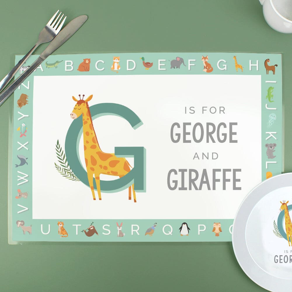 Personalised Animal Alphabet Placemat Placemats Mini Bee 