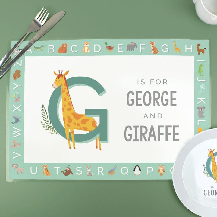 Personalised Animal Alphabet Placemat Placemats Mini Bee 