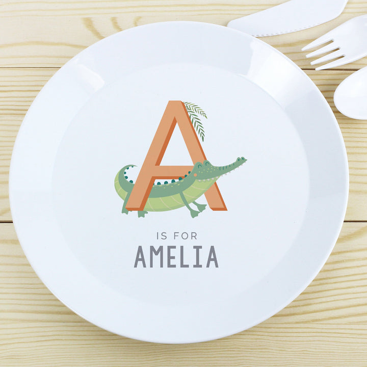 Personalised Animal Alphabet Plastic Plate Plates Mini Bee 
